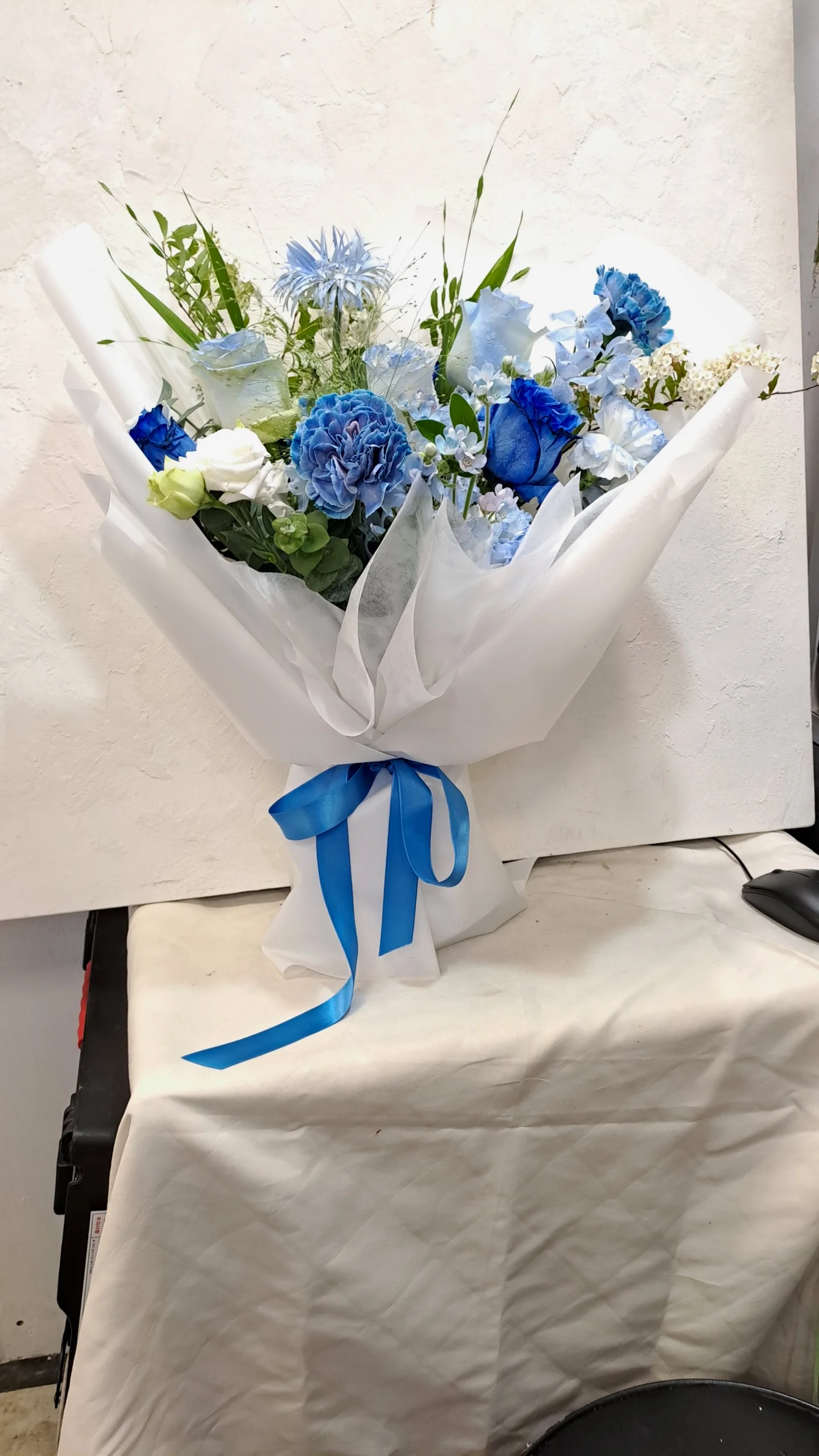 꽃다발 작품 사진, 블루 · 거베라 · 수국